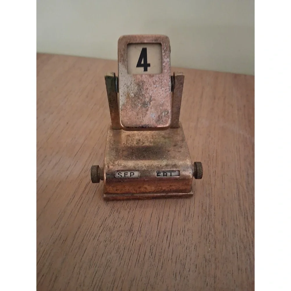 Mid-Century Vintage Brass Flip Desk Calendar – Complete Date Set. Japan